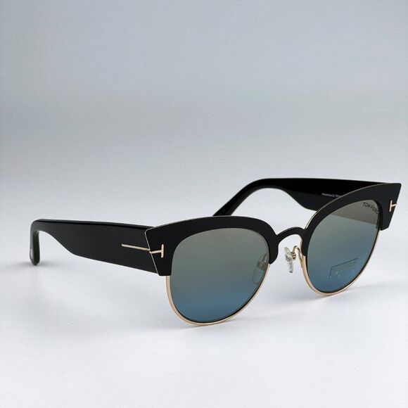 NEW Tom Ford FT0607/S ALEXANDRA 05X Black Blue Mirrored Cat Eye Women Sunglasses - Picture 5 of 13